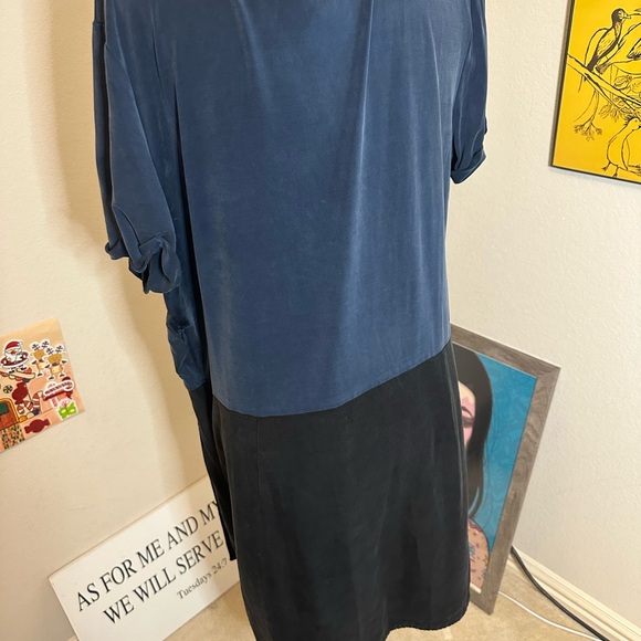 Dolan Nordstrom Left Coast Horizon Colorblock V-Neck Dress XL Blue Black - Picture 3 of 5